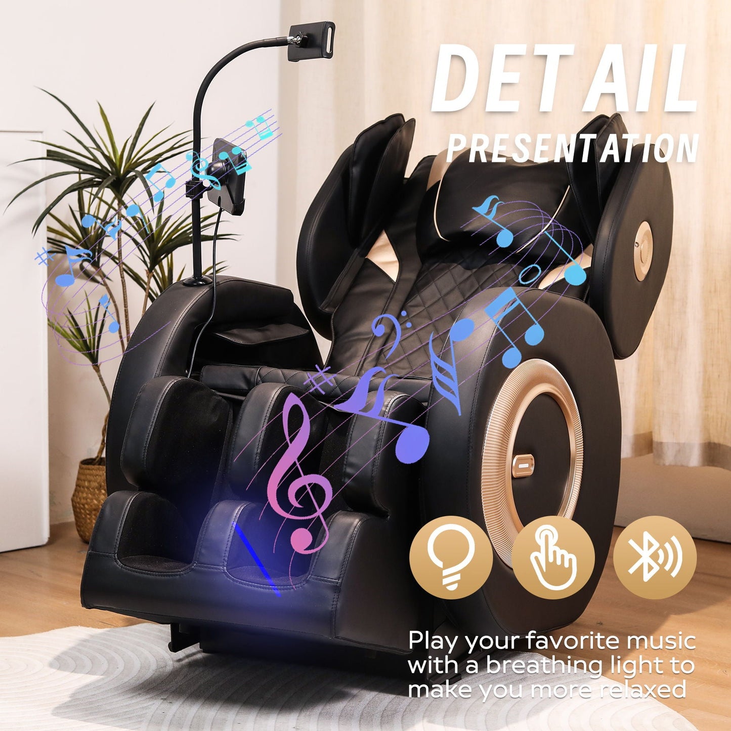 Automatic Massage Chair Recliner With Zero Gravity And Full Body Air Pressure - Black