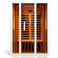 2 Person Extendable FAR Infrared Sauna for Home, Hemlock Wood Low EMF 6 Carbon Heaters Indoor Saunas with LED Lights, Bluetooth Speaker, Digital Control Panel, and Seating Bench — Studio Shot